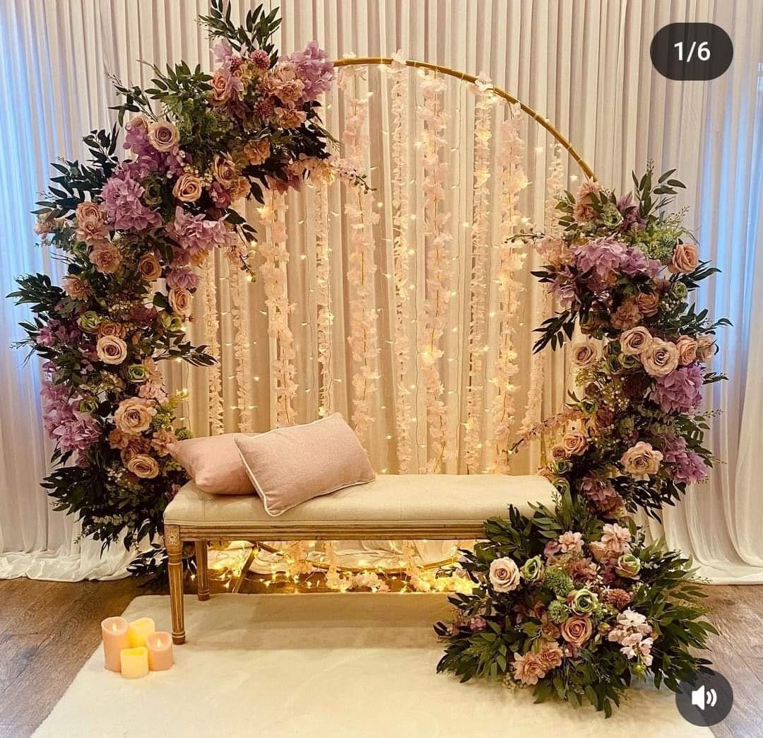 Grand floral arch wedding setup